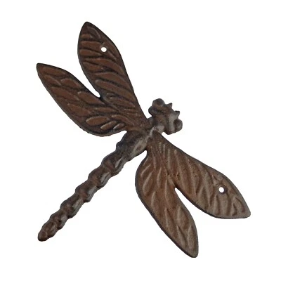 Cast Iron Dragonfly Wall Decor Plaque Antique Brown Finish Heavy Duty - Image 1 of 3