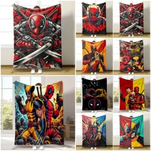 Deadpool Wolverine Flannel Blanket Warm Plush Kids Nap Sofa Throw Over Blanket - Picture 1 of 11