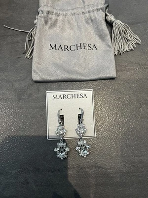 Marchesa Statement Ohrringe Silber Kristall Hänger Luxus Schmuck Elegant Neu - Bild 1 von 3