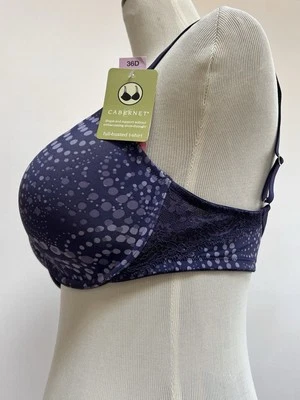 Sutiã Cabernet novo com etiquetas 36D lilás bolinhas acolchoado com aro alças ajustáveis - Imagem 1 de 4