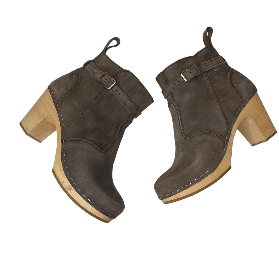 Bota Sueca Hasbeens Salto Alto Jodhpu Couro Marrom Chocolate Nubuck Tamanho 40 - Imagem 1 de 4