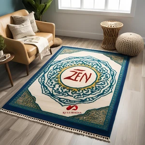 Zen Boho Mandala Area Rug 9x12 | Soft Modern Carpet | Yoga Living Home Decor - Picture 1 of 3