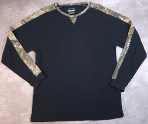 Buckhorn River XL Black Thermal Shirt Realtree Camo Trim Long Sleeve Waffle Knit - Picture 1 of 12