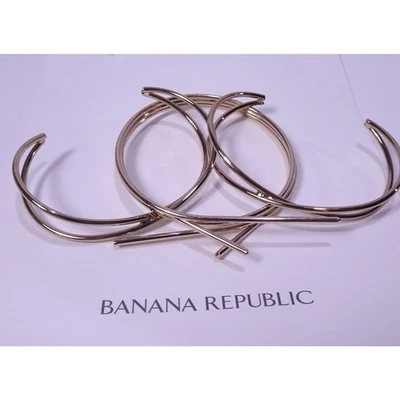Banana Republic 闪亮金色十字绣袖口手链 3 件套全新带标签 45 EA — 第 1/4 张图片