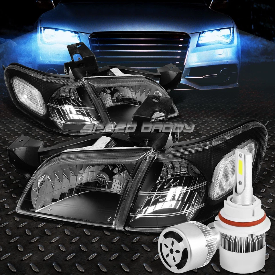 FARO CARCASA NEGRO + ESQUINA TRANSPARENTE + LED BLANCO 9004 OCULTO CON VENTILADOR PARA 97-05 VENTURE Foto 1 de 4