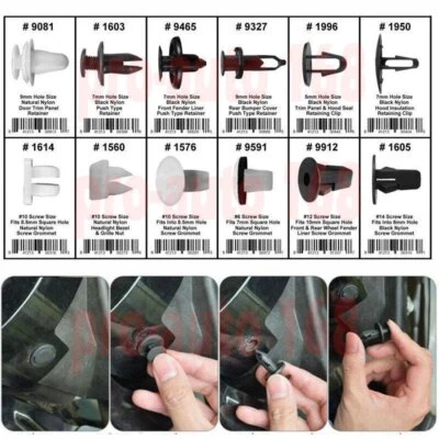 Surtido de retenedores de carrocería con clip para parachoques capó de puerta guardabarros de coche 146 piezas para Toyota Foto 1 de 4