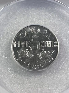 1929 Canada 5 Cents Graded AU 55 by ANACS - Picture 1 of 4