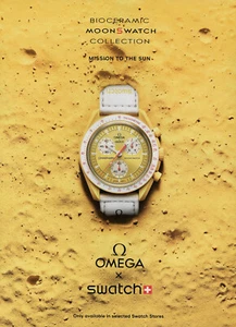 OMEGA WATCH MAGAZINE promo ad #114 ORIGINAL 2024 yellow  MISSION TO THE SUN - Picture 1 of 2