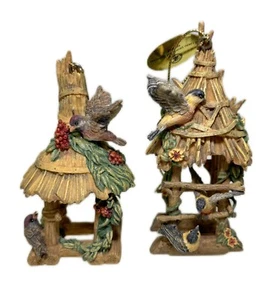 2 Bradford Exchange Goldfinch Redpoll Bird Christmas Ornament Birdhouse A6382 - Picture 1 of 9