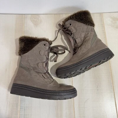 Baretraps Lara Boots Womens 7.5M Leather Faux Fur Gray Outdoor Winter Mid Calf - Image 1 of 4