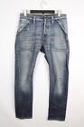 DSQUARED2 DUNGREE Blue Embroidered Pockets Tapered Wash Denim Jeans Size 48 W34
