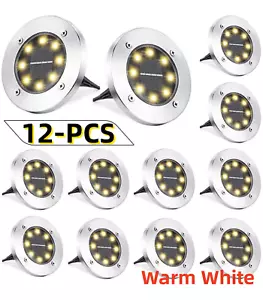 12-PCS Solar In Ground Lights Outdoor Buried Lamp Disk LED Lawn Pathway Garden W - Picture 1 of 10