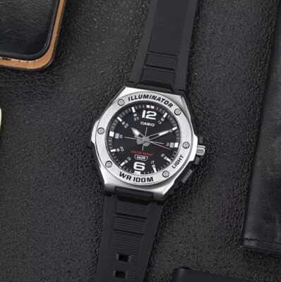 Casio MWA-100H-1A черный циферблат черный каучук осветитель кварцевые молодежные спортивные часы - Изображение 1 из 4
