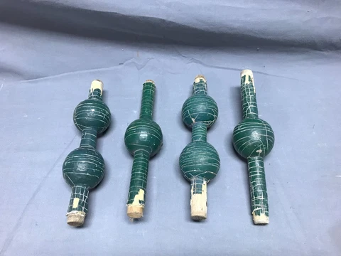 Antique Set 4 Small Wood Porch Span Spindles 2x8 Stick & Balls VTG Chic 441-23B Cover