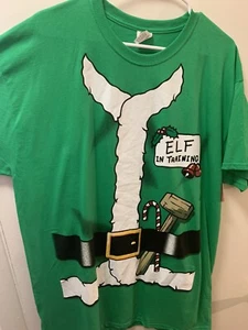 Mens Christmas T-shirt, Size XL. Elf In Training. Holiday Party, Santa. Green - Picture 1 of 3