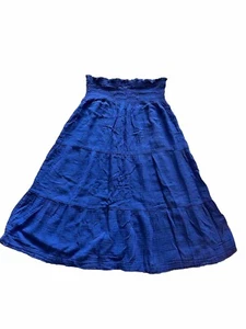 Gap 100% Cotton Crinkle Gause Tiered Maxi Skirt Blue Size Medium (US 8-10) - Picture 1 of 9