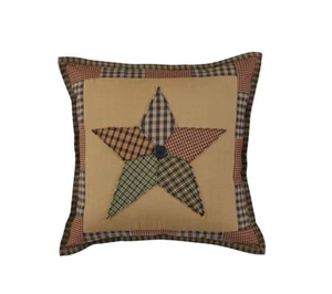 New Farmhouse Primitive Americana HOMESPUN PATCHWORK STAR PILLOW 16"x16" - Picture 1 of 1