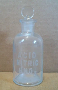 HNO3 ácido nítrico de colección ~ botella de laboratorio de químico boticario con tapa ~ MBW ~ 5,25" - Imagen 1 de 9