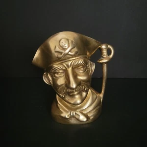Antiguo pisapapeles de latón cabeza de pirata busto bolígrafo oficina estatua decoración 4" - Imagen 1 de 4