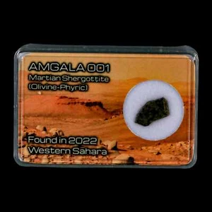 Mars Rock Martian Meteorite Amgala 001 Shergottite Olivine-Phyric Display - Picture 1 of 5