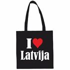 Tasche Beutel Baumwolltasche I Love Latvija Schulbeuten Einkaufstasche Geschenk