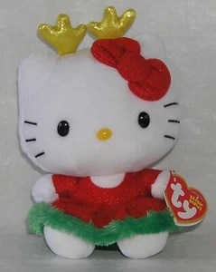 Hello Kitty Beanie Babies Christmas Holiday Reindeer 2014 Retired NWT - Picture 1 of 5