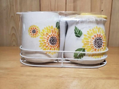 Juego de crema y azúcar Heartland Hive con tapa y carrito - cerámica floral NUEVO Foto 1 de 4