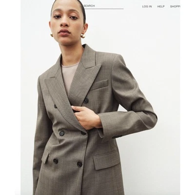 Chaqueta Zara Para Mujer Pequeña Marrón Mezcla Lana Doble Pecho Blazer Academia Prepp Foto 1 de 4