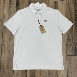 Chubbies Mr Fantastic White Performance Polo Golf Shirt Size L NWT American Flag - Picture 1 of 7