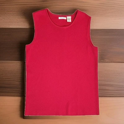 Camiseta sin mangas vintage Laura Ashley para mujer talla M roja rayón y nailon  Foto 1 de 4