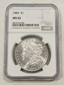 1884 $1 Morgan Silver Dollar ~ NGC MS62 PQ For The Grade FREE SHIP - Picture 1 of 2