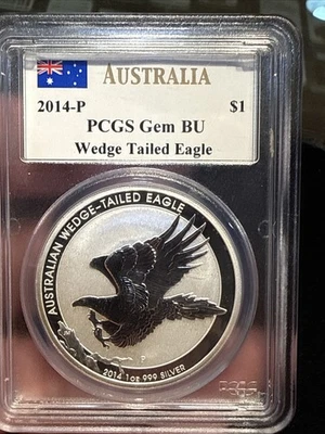 2014-P $1 AUSTRALIA WEDGE TAILED EAGLE PCGS GEM BU MERCANTI SIGNED....... - Image 1 of 4