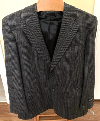 New Botany 500 34 Short Grey, Blue Black 70% Wool Tweed Blazer Jacket Sport Coat - Image 1 of 4