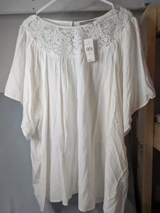 Loft White With Lace Shirt/Blouse New With Tags - Picture 1 of 9