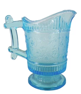 Bryce Bros Pert Creamer Ribbed Forget Me Not Blue Glass EAPG 1883 Antique As Is - Picture 1 of 9