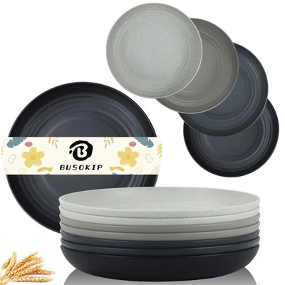 Wheat Straw Plates 10 Inch Dinner Plates Set of 8, Lightweight and Unbreakabl... - Image 1 of 4