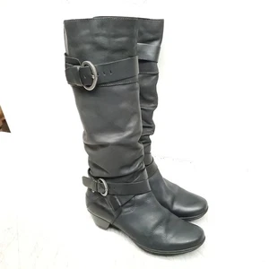 Pikolinos Brujas Black Leather Boots Size US 7.5 Heel Waterproof Boho Tall Boot - Picture 1 of 16