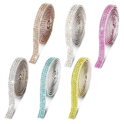 6 Rollen Kristall Strassband Selbstklebende Kristall Strass Diamant Band, 6 - Bild 1 von 4