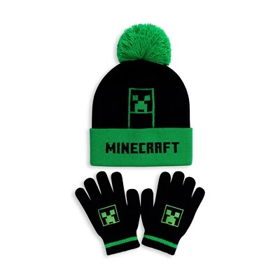 Minecraft Set Cappello e Guanti Ragazzi, Set Invernale per Ragazzi, Merchandise Gioco