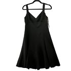 Chaps Formal Black Dress Womens Size 6 Cami V-Neck Flare Lbd Knee Length