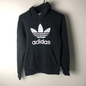 Adidas Original Sweatshirt Hoodie Boys Youth Large Long Sleeve Pocket Logo Black - Picture 1 of 6