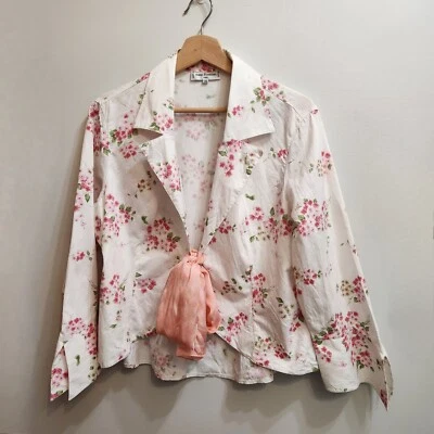 Blazer ANNE FONTAINE LOEKY Cinturón Floral Blanco Talla 44, EE. UU. 14 Foto 1 de 4