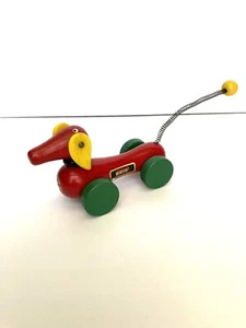 Vintage BRIO DACHSHUND Wiener Dog Wooden Toddler Toy - Picture 1 of 5
