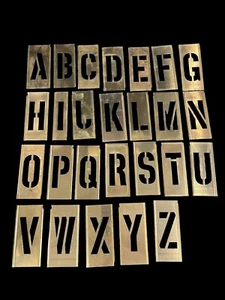 46 VTG SOLID BRASS 3” GENERAL LETTER NUMBER STENCIL COMPLETE SET BOX BROOKLYN NY - Picture 1 of 7