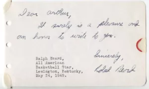 Ralph Beard signed AUTO 1949 Album Page - Kentucky Basketball Scandal Olympics - Picture 1 of 1