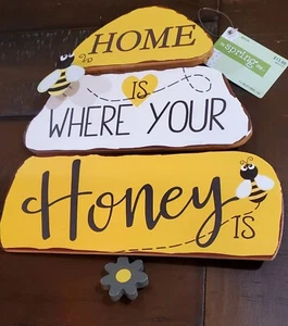 "HOME IS WHERE YOUR HONEY IS" Wood Wall Decor - Picture 1 of 8
