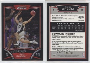2008-09 Bowman Draft Picks & Stars Chrome X-Fractor /299 Manu Ginobili #62 HOF