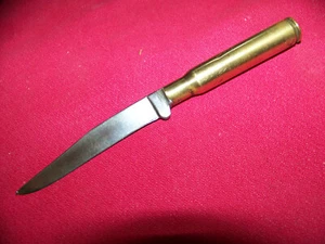 Vecchio coltello da tasca in ottone Cartrige piccolo lama singola fatto a mano usato - Foto 1 di 6