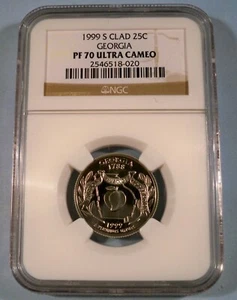 1999-S 25c CLAD NGC PF70UCAM GEORGIA QUARTER PROOF ULTRA CAMEO PR 70 DC - Picture 1 of 3