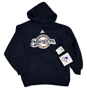 adidas MLB Little Boys Milwaukee Brewers Embroidered Hoodie NWT S(4),M(5-6),L(7)